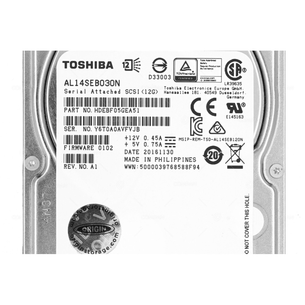 AL14SEB030N  TOSHIBA 300GB 10K 12G SAS 2.5 SFF SSD